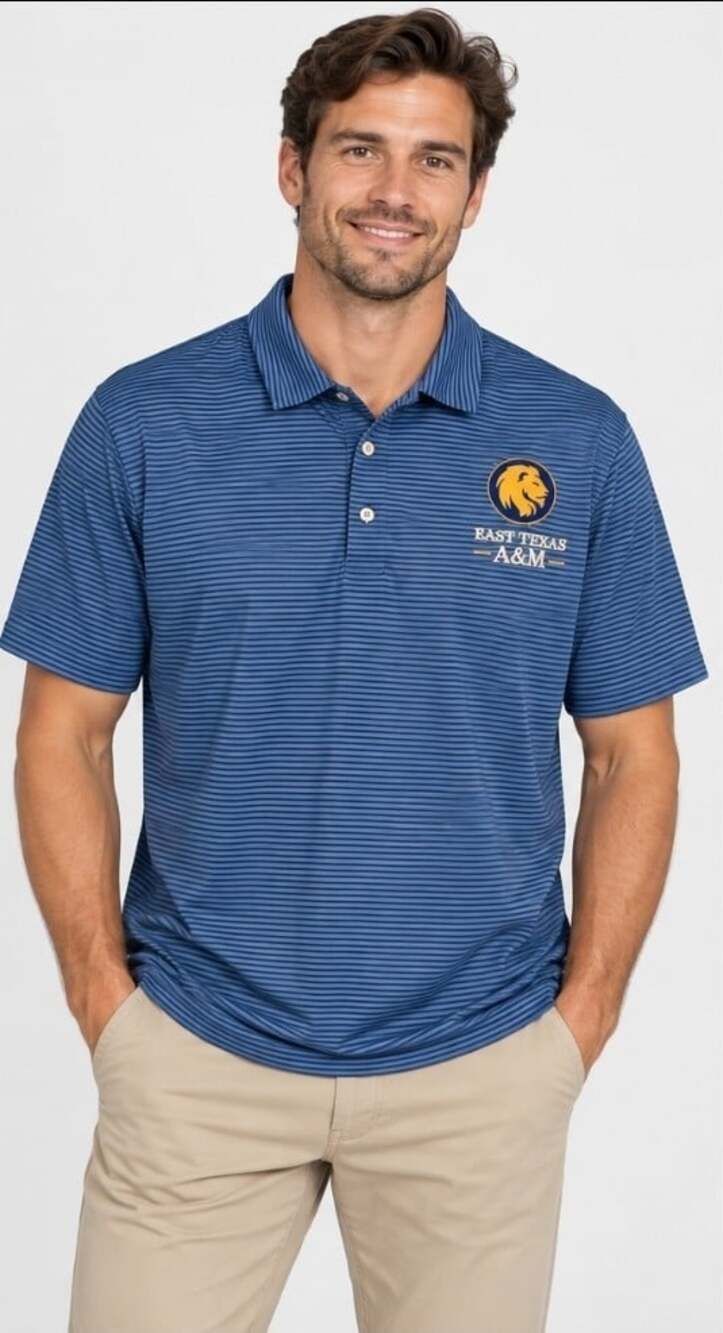Vansport East Texas Lions A&M Polo Men's Blue New Size 2X Embroidered T110